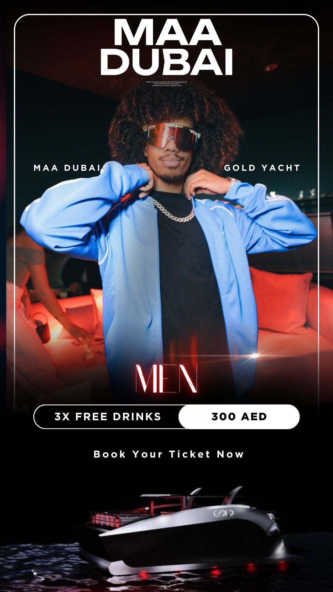 Men Ticket - MAA Dubai ✗ Gold Yacht